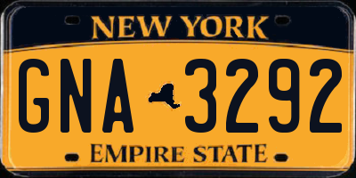 NY license plate GNA3292