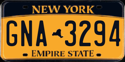 NY license plate GNA3294