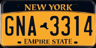 NY license plate GNA3314