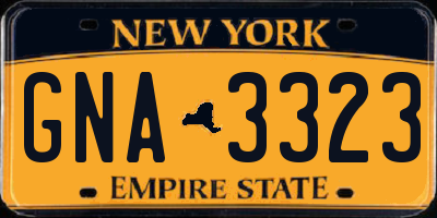 NY license plate GNA3323