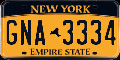 NY license plate GNA3334
