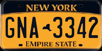 NY license plate GNA3342