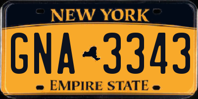 NY license plate GNA3343