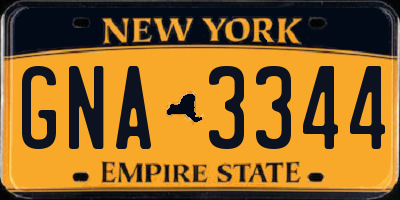 NY license plate GNA3344