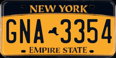 NY license plate GNA3354