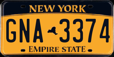 NY license plate GNA3374