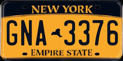 NY license plate GNA3376