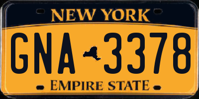 NY license plate GNA3378