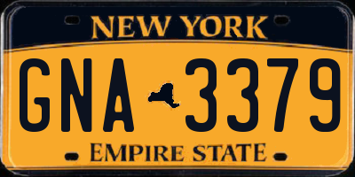 NY license plate GNA3379