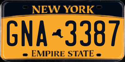 NY license plate GNA3387