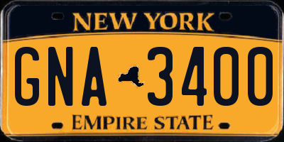 NY license plate GNA3400