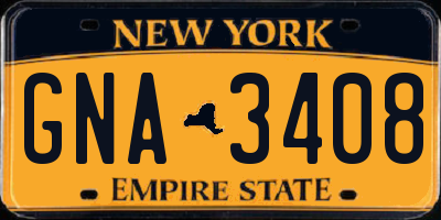 NY license plate GNA3408