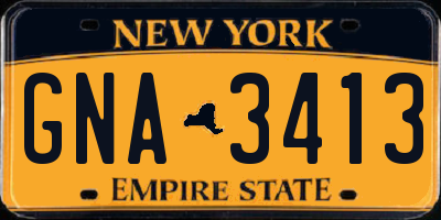 NY license plate GNA3413