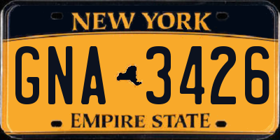 NY license plate GNA3426
