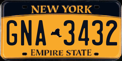 NY license plate GNA3432