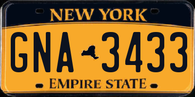 NY license plate GNA3433