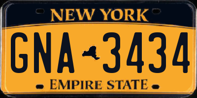 NY license plate GNA3434