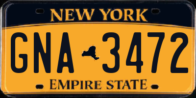 NY license plate GNA3472