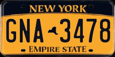NY license plate GNA3478