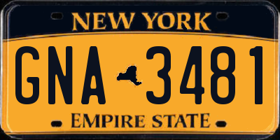 NY license plate GNA3481