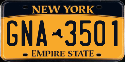 NY license plate GNA3501
