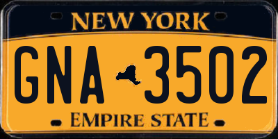 NY license plate GNA3502