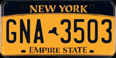 NY license plate GNA3503