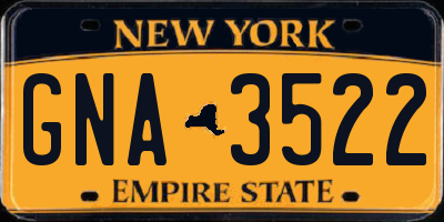 NY license plate GNA3522