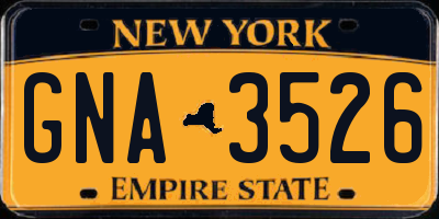 NY license plate GNA3526