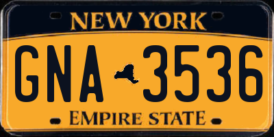 NY license plate GNA3536