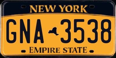NY license plate GNA3538