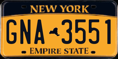 NY license plate GNA3551