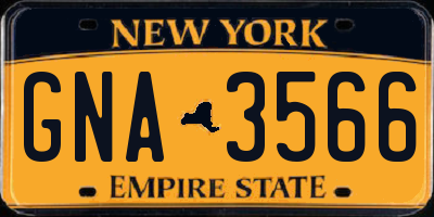 NY license plate GNA3566