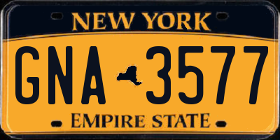 NY license plate GNA3577