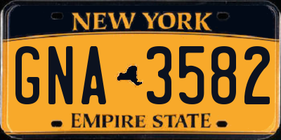NY license plate GNA3582