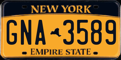 NY license plate GNA3589