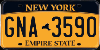 NY license plate GNA3590