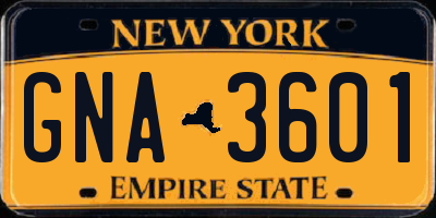 NY license plate GNA3601