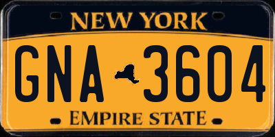 NY license plate GNA3604