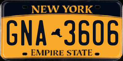 NY license plate GNA3606