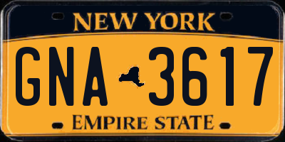 NY license plate GNA3617
