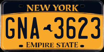 NY license plate GNA3623