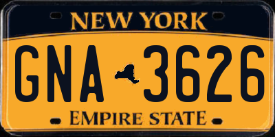 NY license plate GNA3626