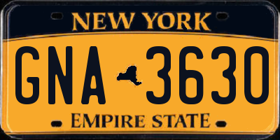 NY license plate GNA3630