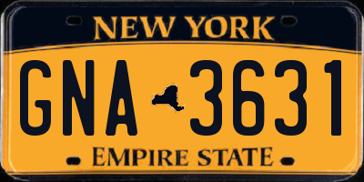 NY license plate GNA3631