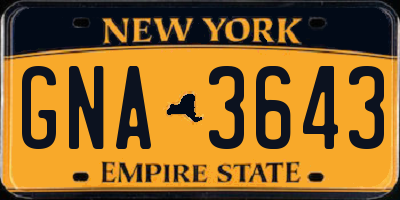 NY license plate GNA3643
