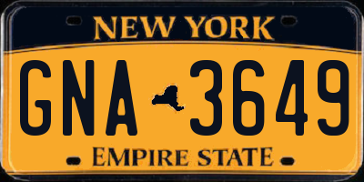 NY license plate GNA3649