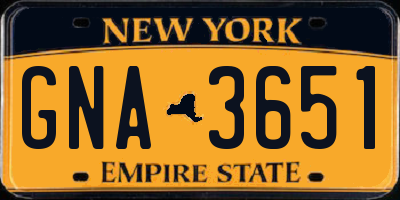 NY license plate GNA3651