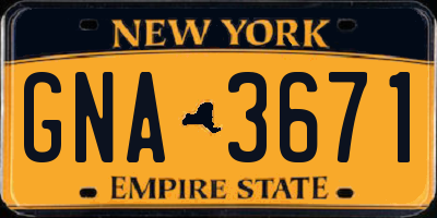 NY license plate GNA3671