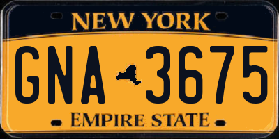 NY license plate GNA3675
